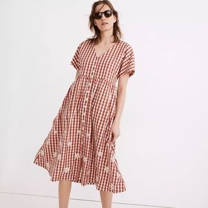 Madewell NWT Gingham Button-front Midi Dress Size M
